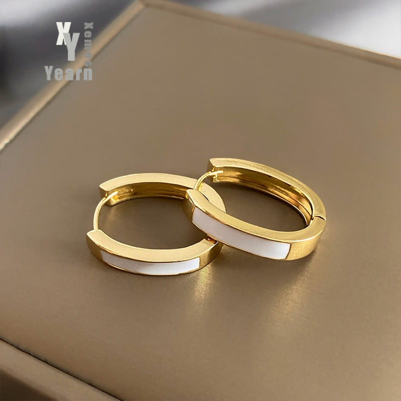 2023 Classic Copper Alloy Smooth Metal Hoop WOMEN Earrings