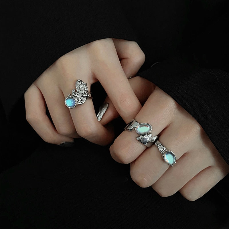 Rinhoo jewelry - Creative Geometric Punk Opening Rings for Women Girls