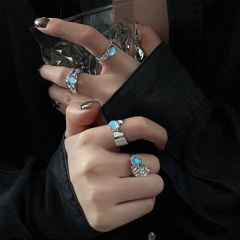 Rinhoo jewelry - Creative Geometric Punk Opening Rings for Women Girls