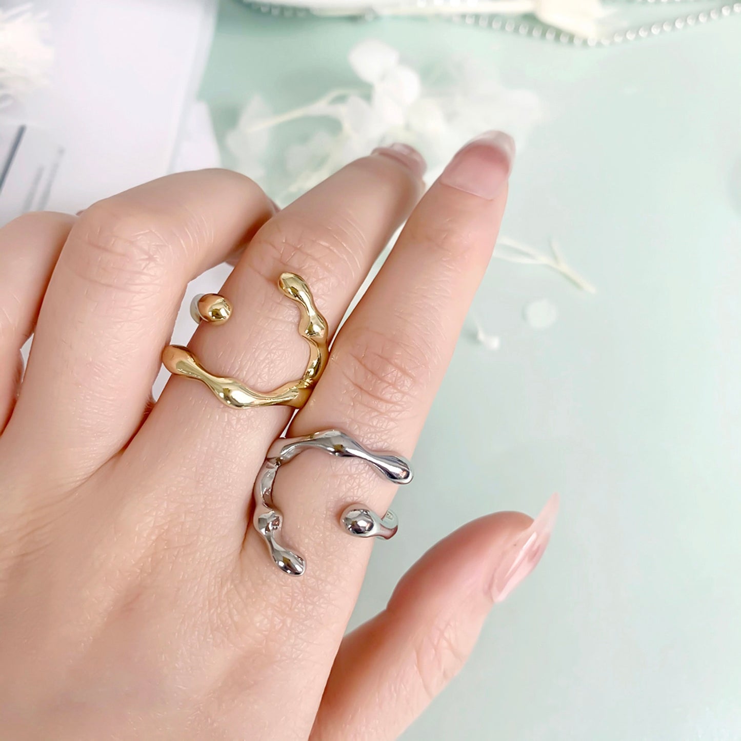 Rinhoo jewelry - Creative Geometric Punk Opening Rings for Women Girls