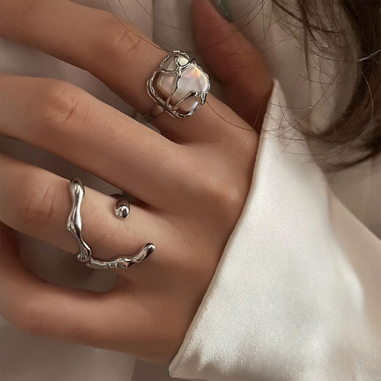Rinhoo jewelry - Creative Geometric Punk Opening Rings for Women Girls